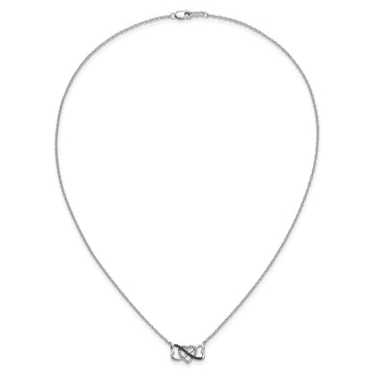 14K Weißgold mit schwarzen und weißen echten Diamanten Dreifach-Herz-Anhänger