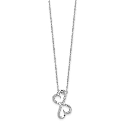 14K Weißgold Echt Diamant Herz 18 Zoll Halskette