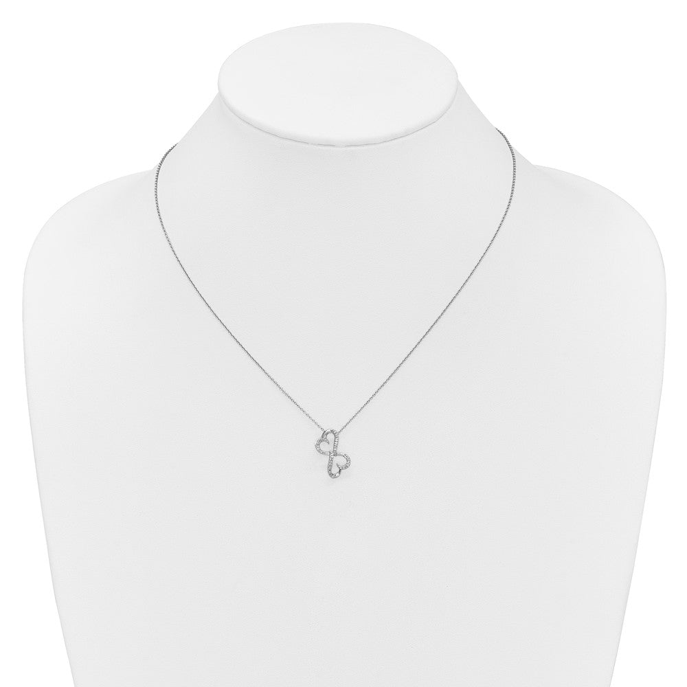 14K Weißgold Echt Diamant Herz 18 Zoll Halskette