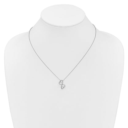 14K Weißgold Echt Diamant Herz 18 Zoll Halskette