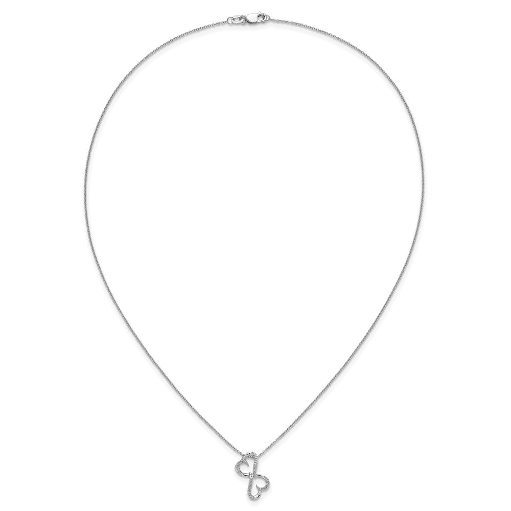 14K Weißgold Echt Diamant Herz 18 Zoll Halskette