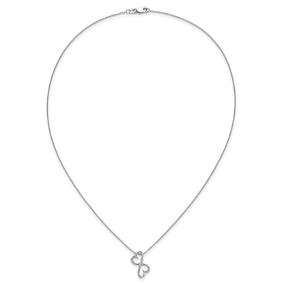 14K Weißgold Echt Diamant Herz 18 Zoll Halskette