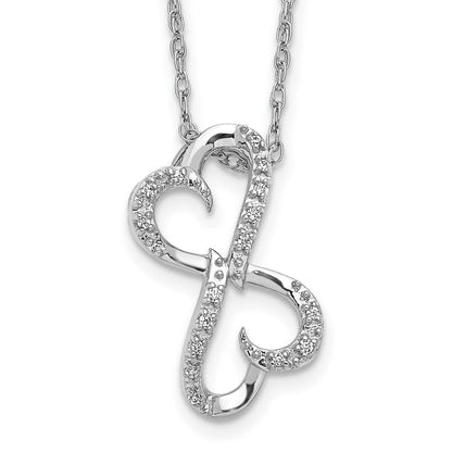 14K Weißgold Echt Diamant Herz 18 Zoll Halskette