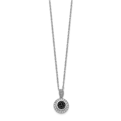 14K Weißgold Kreis-Anhänger mit schwarzen und weißen echten Diamanten