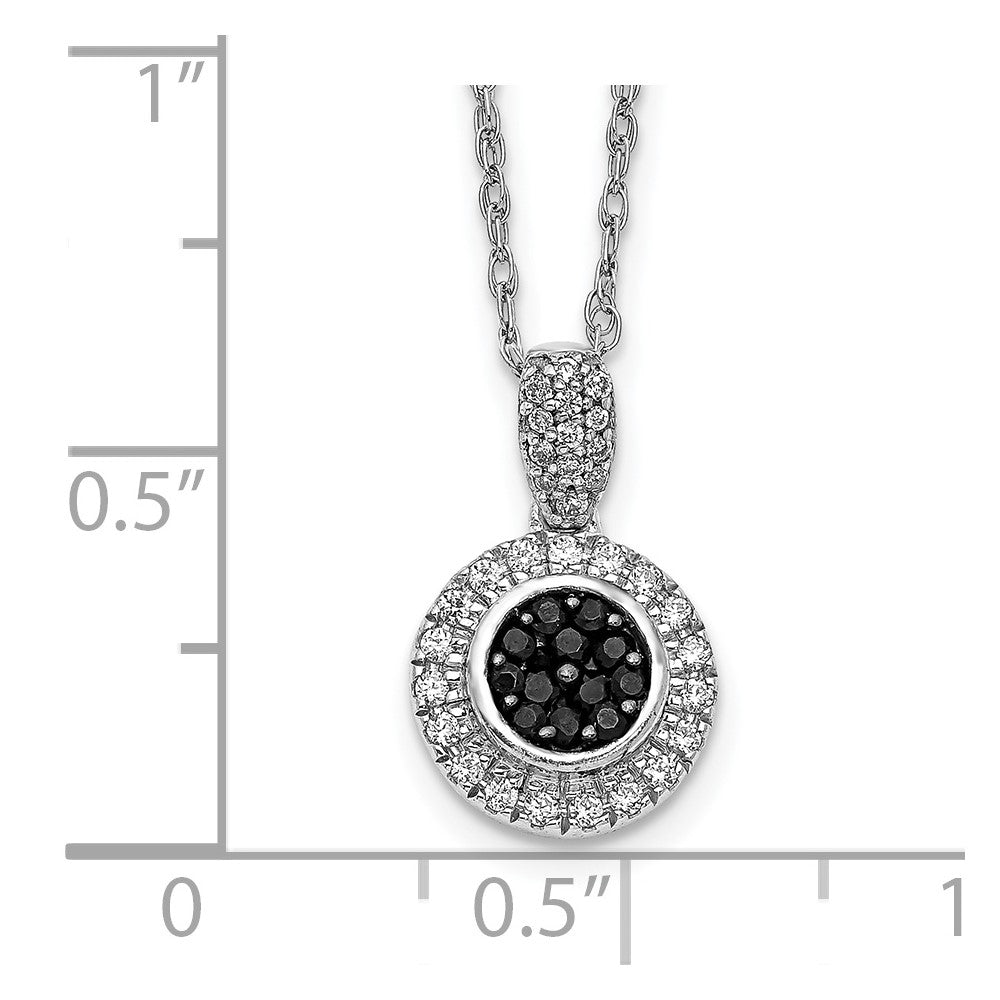 14K Weißgold Kreis-Anhänger mit schwarzen und weißen echten Diamanten