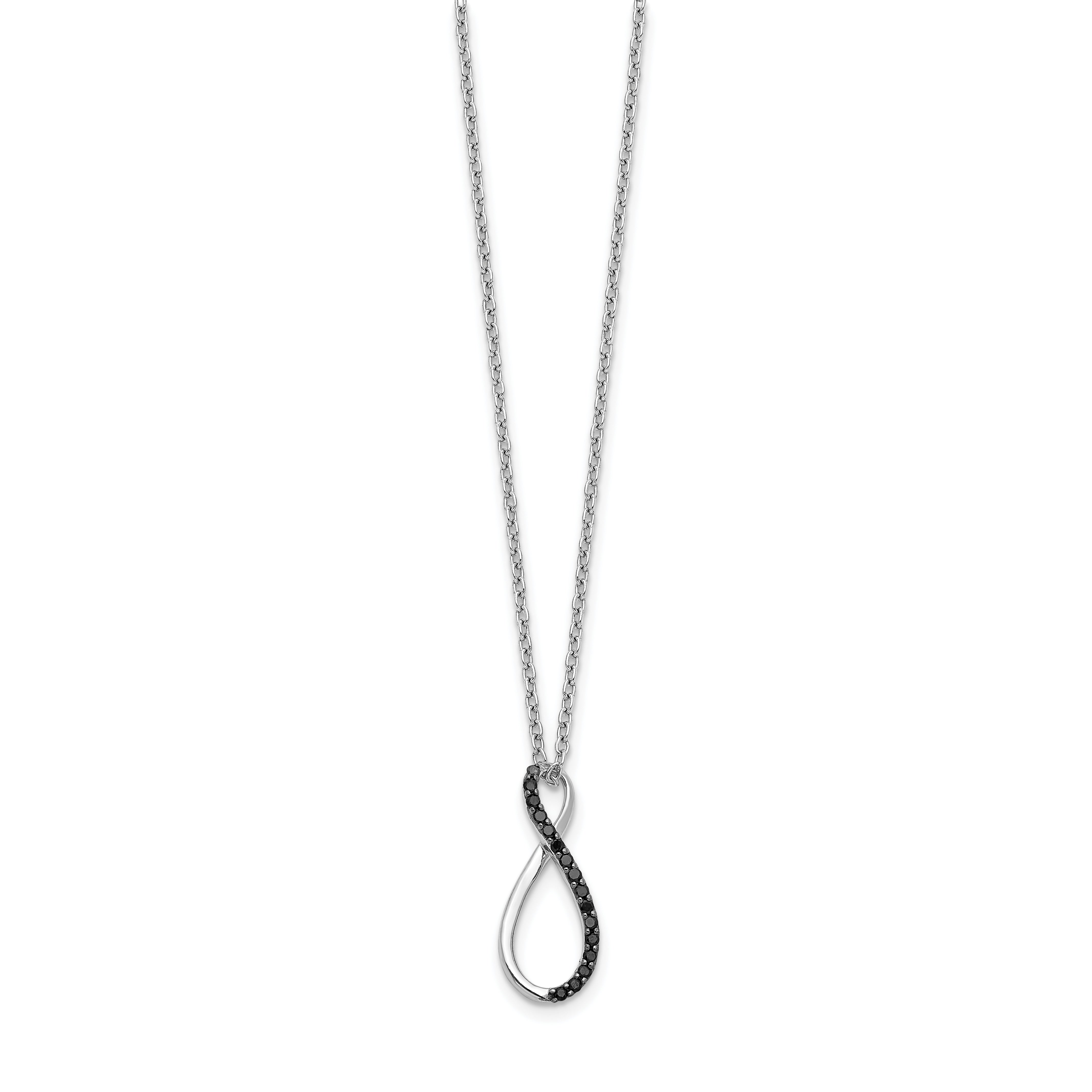 14K Weißgold Schwarz Echt Diamant 18 Zoll Halskette