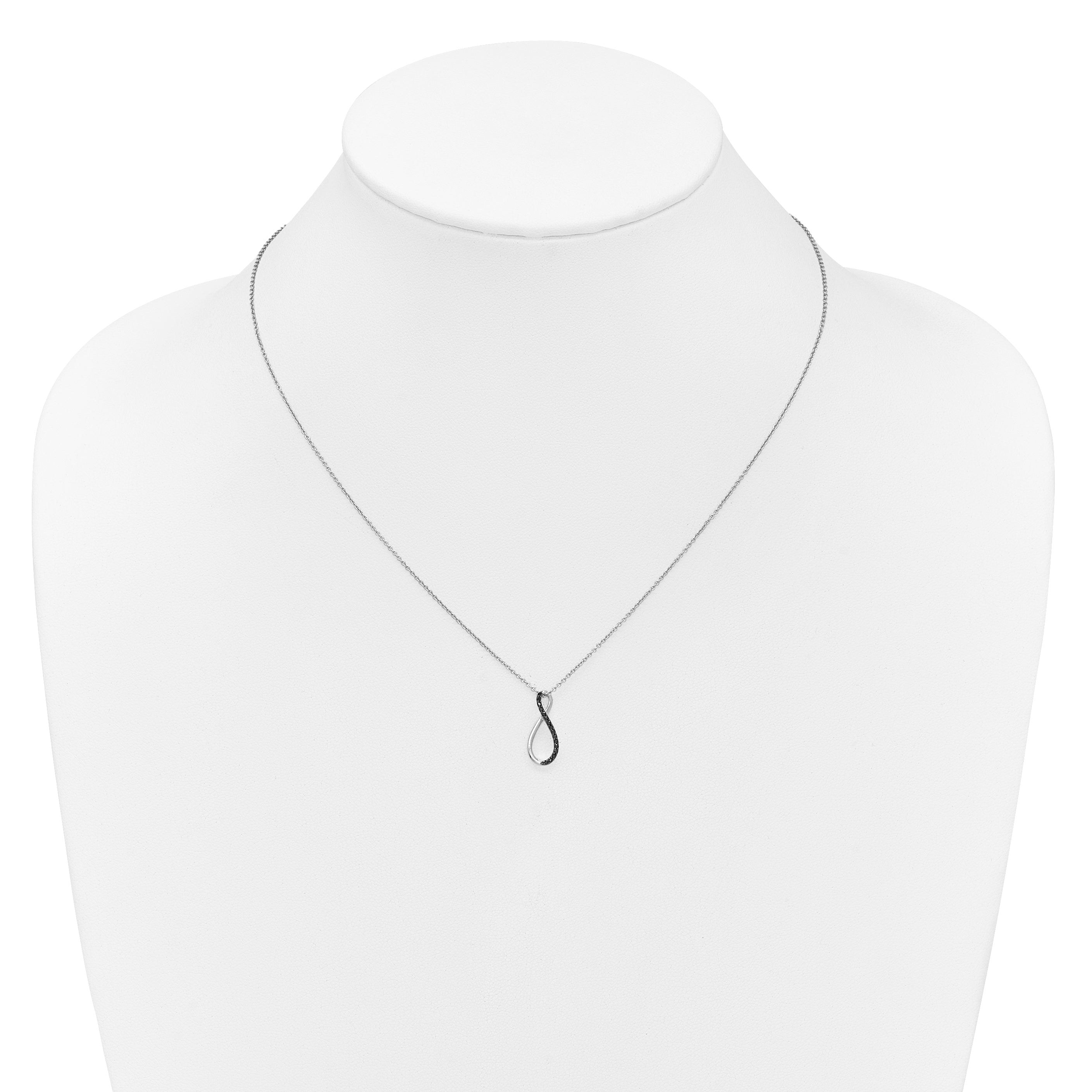 14K Weißgold Schwarz Echt Diamant 18 Zoll Halskette