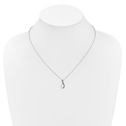 14K Weißgold Schwarz Echt Diamant 18 Zoll Halskette