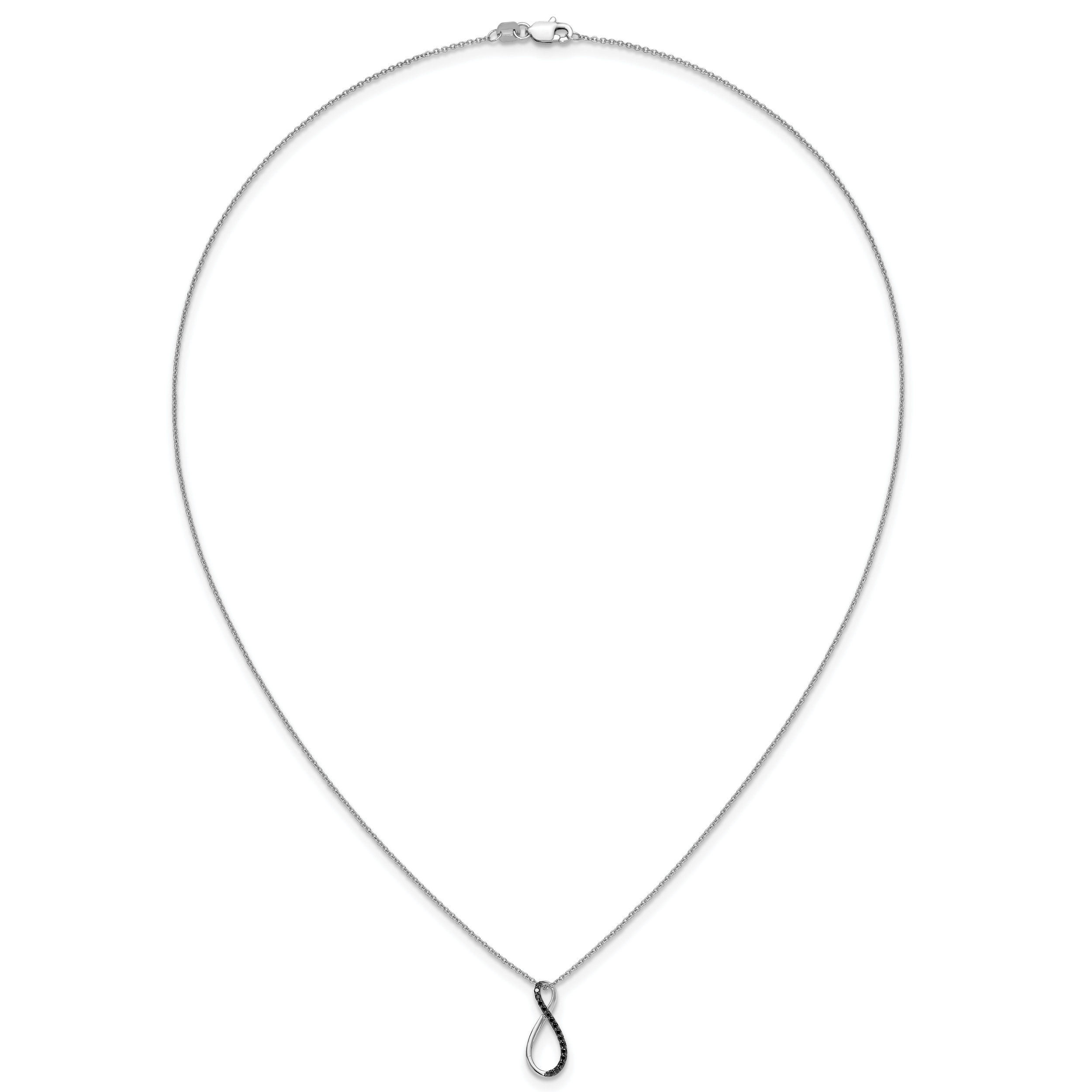 14K Weißgold Schwarz Echt Diamant 18 Zoll Halskette