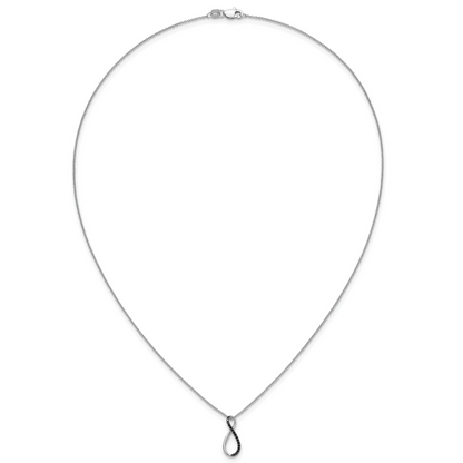 14K Weißgold Schwarz Echt Diamant 18 Zoll Halskette