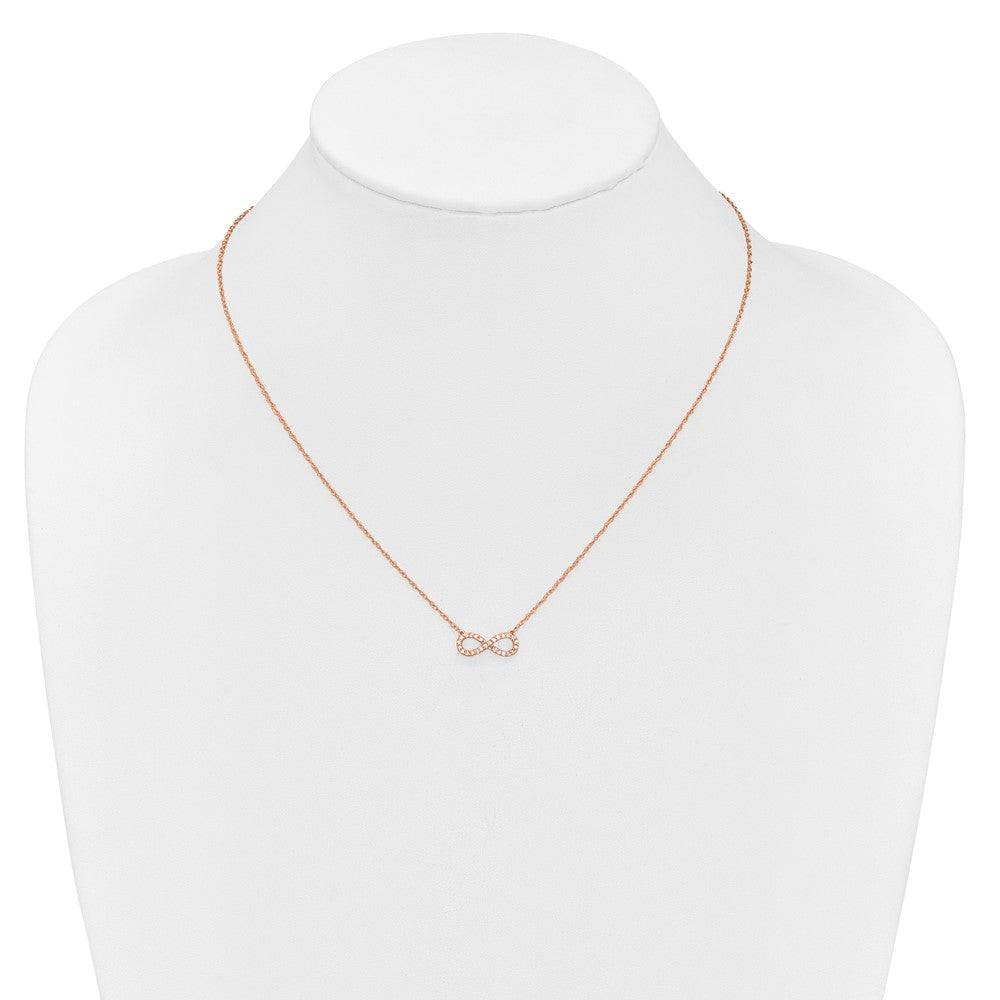 10K Roségold Poliert Diamant Unendlichkeit Symbol 18 Zoll Halskette