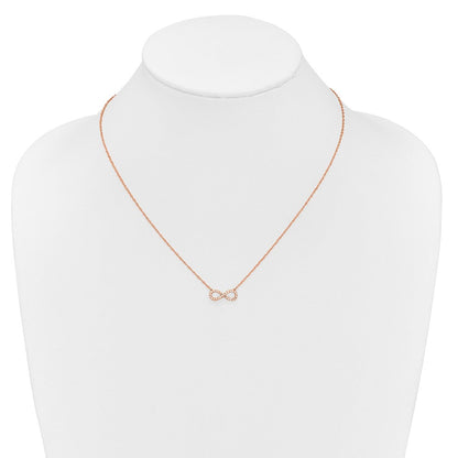 10K Roségold Poliert Diamant Unendlichkeit Symbol 18 Zoll Halskette