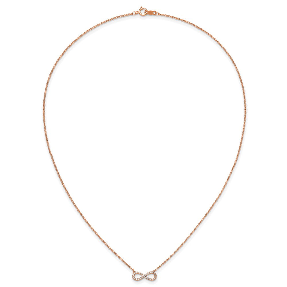 10K Roségold Poliert Diamant Unendlichkeit Symbol 18 Zoll Halskette
