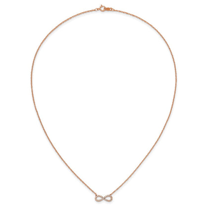 10K Roségold Poliert Diamant Unendlichkeit Symbol 18 Zoll Halskette