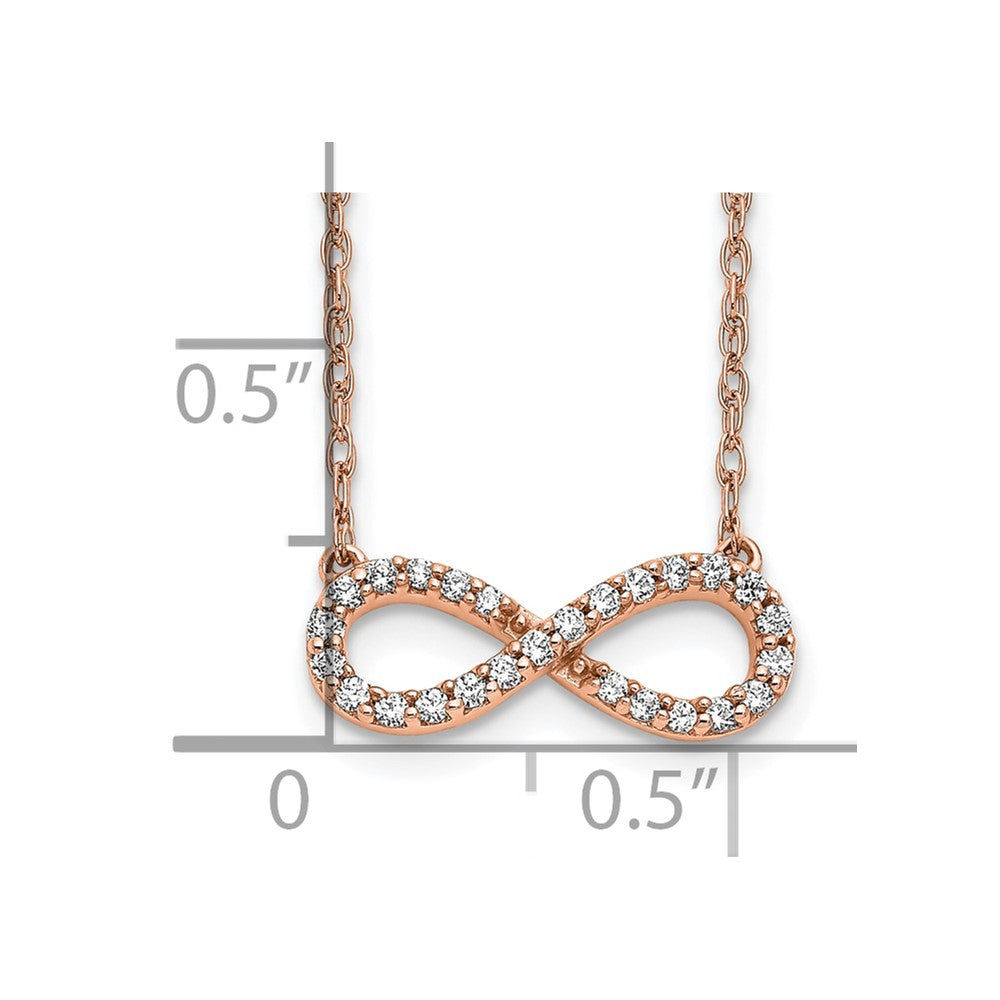 10K Roségold Poliert Diamant Unendlichkeit Symbol 18 Zoll Halskette