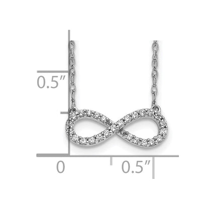 10K Weißgold Poliert Diamant Unendlichkeit Symbol 18 Zoll Halskette