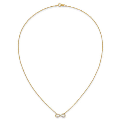 10K Gelbgold Poliert Diamant Unendlichkeit Symbol 18 Zoll Halskette