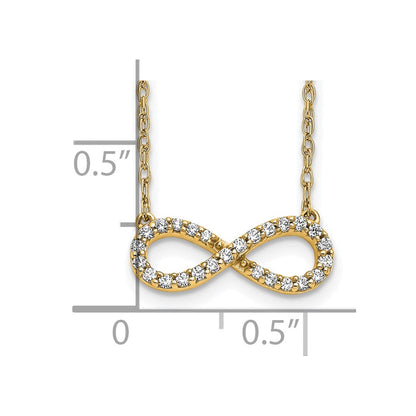 10K Gelbgold Poliert Diamant Unendlichkeit Symbol 18 Zoll Halskette