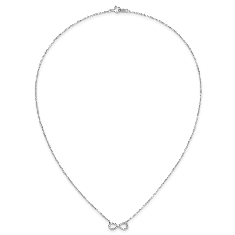 14K Weißgold Poliert Echt Diamant Unendlichkeit Symbol 18 Zoll Halskette