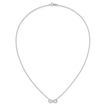 14K Weißgold Poliert Echt Diamant Unendlichkeit Symbol 18 Zoll Halskette