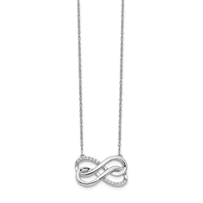 14K Weißgold Echt Diamant Doppelt Unendlichkeit Symbol 18 Zoll Halskette