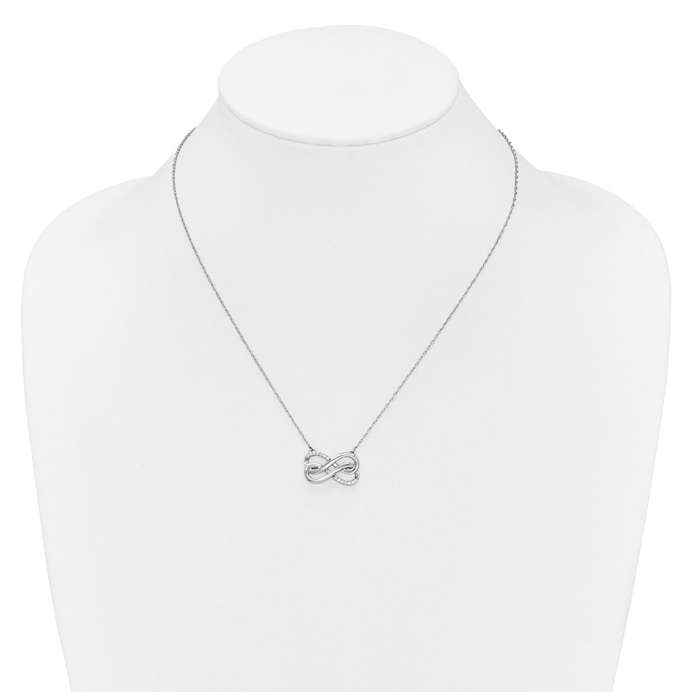 14K Weißgold Echt Diamant Doppelt Unendlichkeit Symbol 18 Zoll Halskette