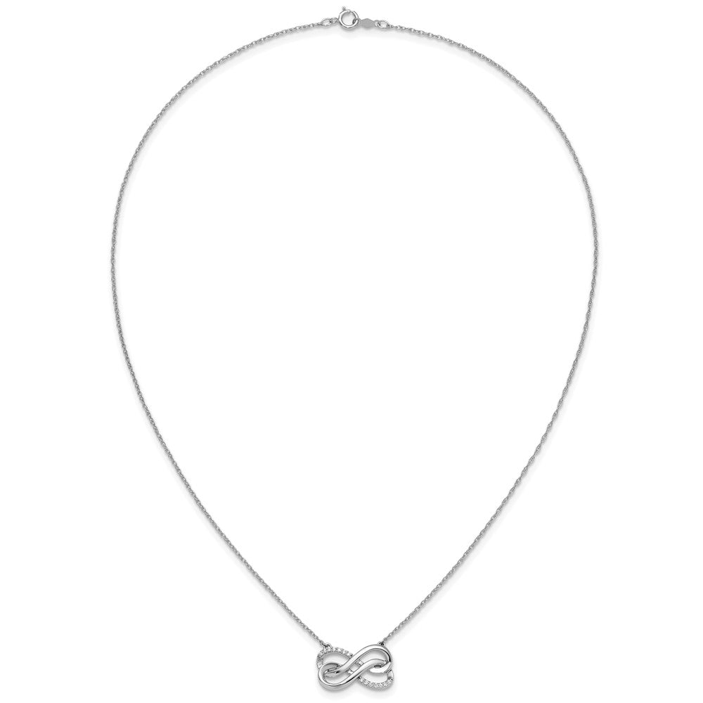 14K Weißgold Echt Diamant Doppelt Unendlichkeit Symbol 18 Zoll Halskette
