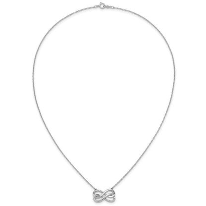 14K Weißgold Echt Diamant Doppelt Unendlichkeit Symbol 18 Zoll Halskette