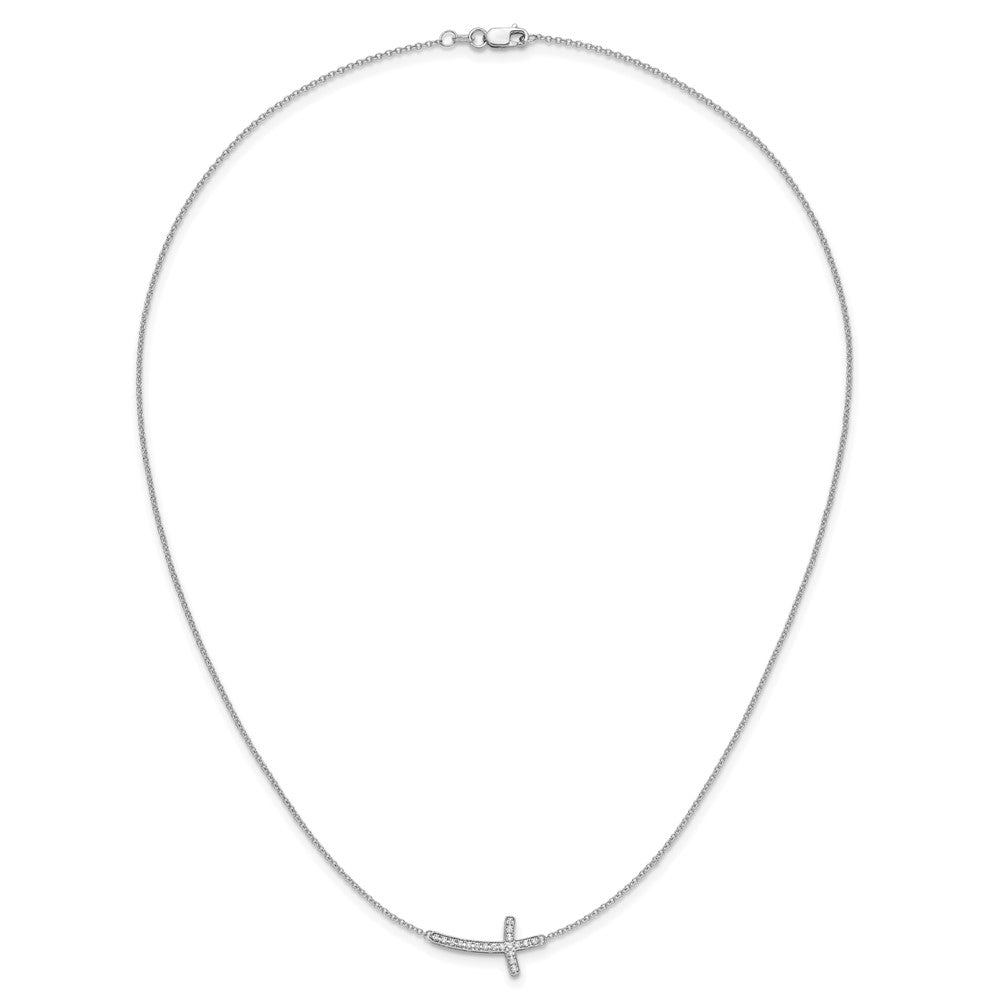 10K Weißgold Diamant Seitlich Kreuz 18 Zoll Halskette