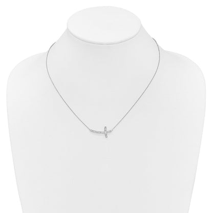 10K Weißgold Diamant Seitlich Kreuz 18 Zoll Halskette