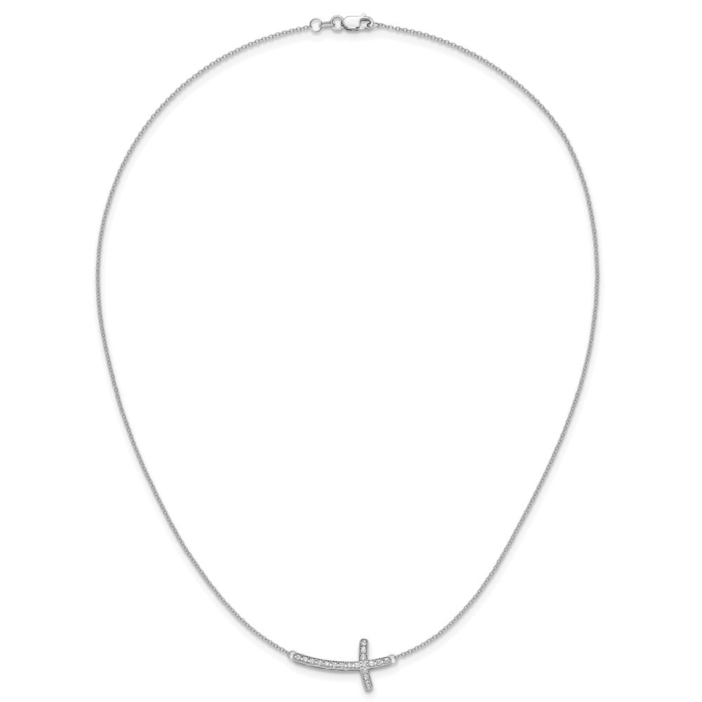 10K Weißgold Diamant Seitlich Kreuz 18 Zoll Halskette