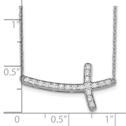 10K Weißgold Diamant Seitlich Kreuz 18 Zoll Halskette