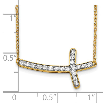 10K Gelbgold Diamant Seitlich Kreuz 18 Zoll Halskette