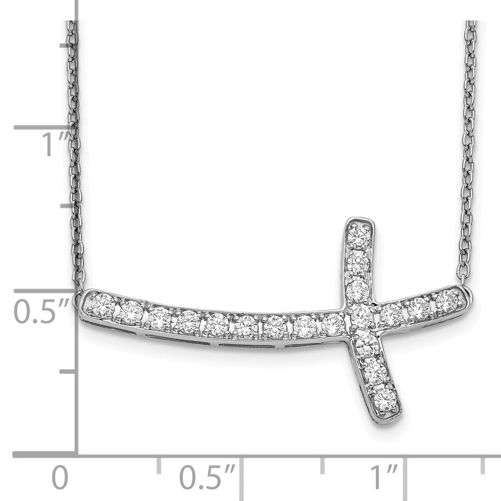 10K Weißgold Diamant Seitlich Kreuz 18 Zoll Halskette