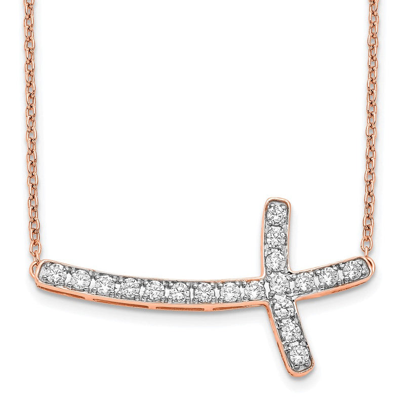 14K Roségold 1/2 Ct. Im Labor Gezüchtet Diamant Vs/si+ G+ 18 Zoll Seitlich Kreuz Halskette