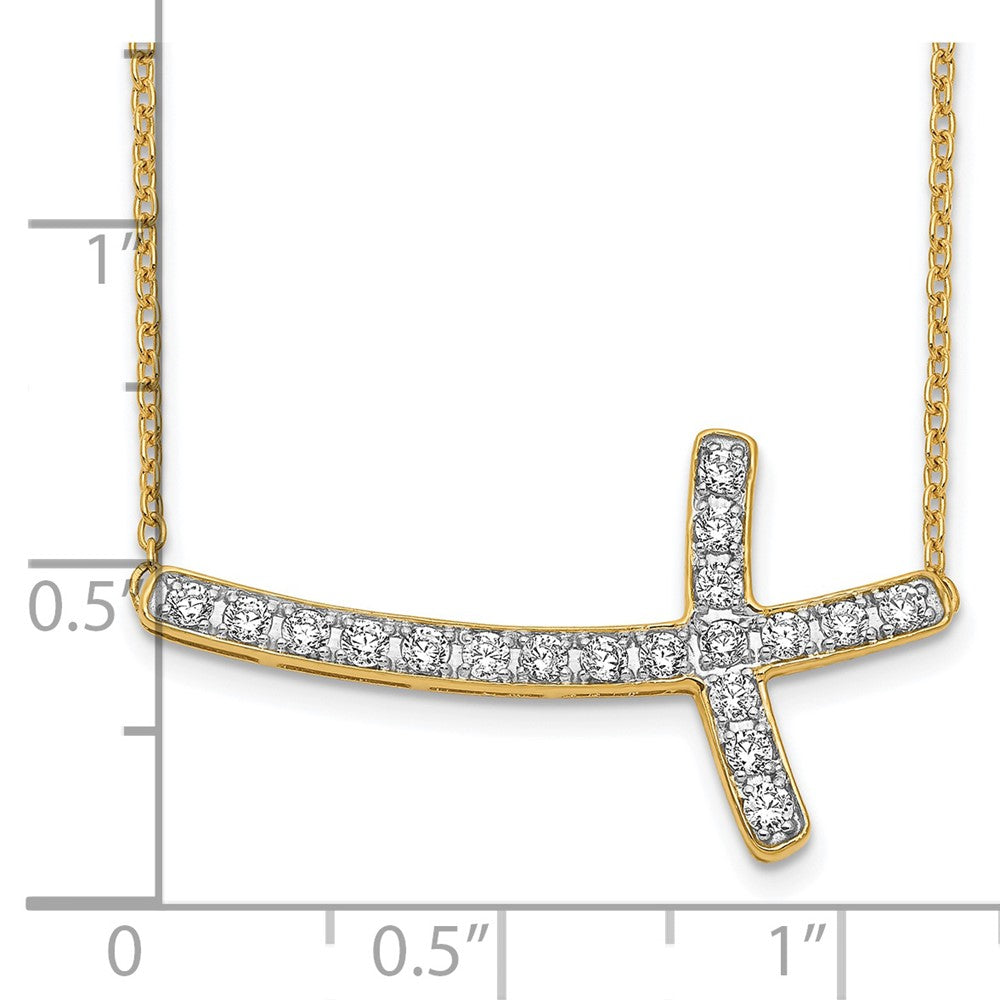 14K Gelbgold Im Labor Gezüchtet Diamant Vs/si Fgh Seitlich Kreuz 18 Zoll Halskette