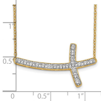 14K Gelbgold Im Labor Gezüchtet Diamant Vs/si Fgh Seitlich Kreuz 18 Zoll Halskette