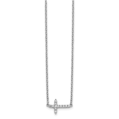 10K Weißgold Diamant Seitlich Kreuz 18 Zoll Halskette