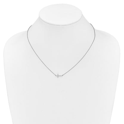 10K Weißgold Diamant Seitlich Kreuz 18 Zoll Halskette