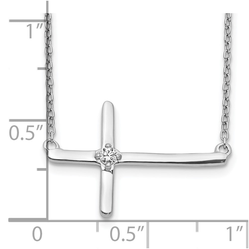 10K Weißgold Diamant Seitlich Kreuz 18 Zoll Halskette