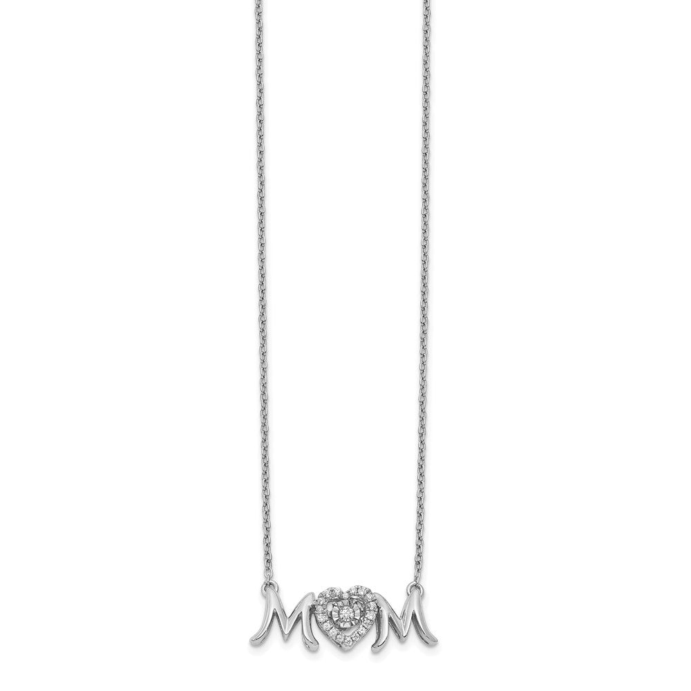 14K Weißgold Mama Lebhaft Echt Diamant 18 Zoll Halskette