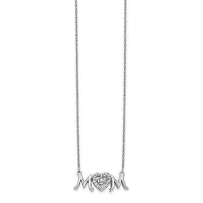 14K Weißgold Mama Lebhaft Echt Diamant 18 Zoll Halskette