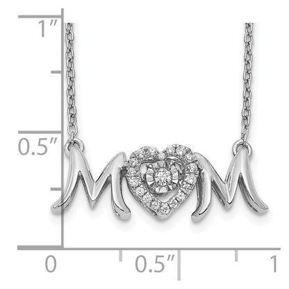 14K Weißgold Mama Lebhaft Echt Diamant 18 Zoll Halskette