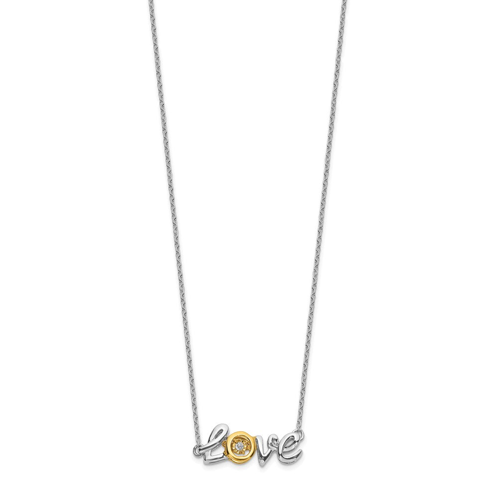 14K Bicolor Gold Liebe Moving Echt Diamant 18 Zoll Halskette