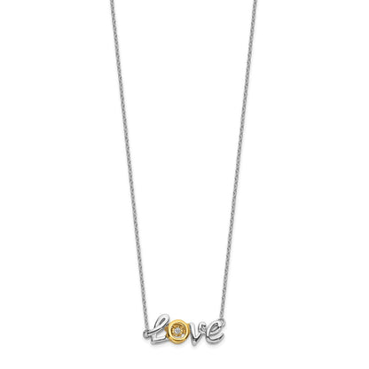 14K Bicolor Gold Liebe Moving Echt Diamant 18 Zoll Halskette