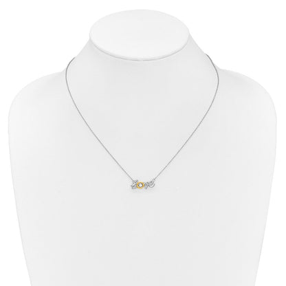 14K Bicolor Gold Liebe Moving Echt Diamant 18 Zoll Halskette