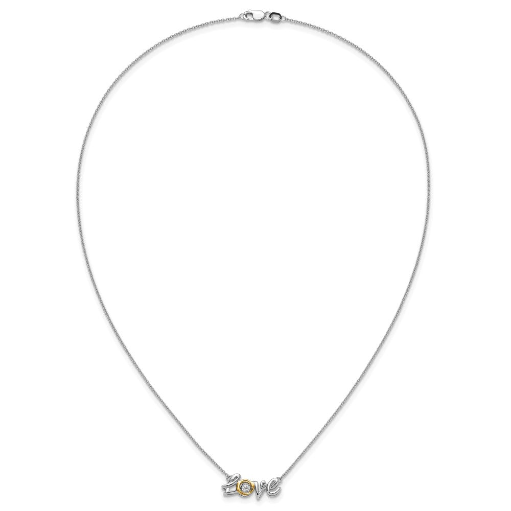 14K Bicolor Gold Liebe Moving Echt Diamant 18 Zoll Halskette