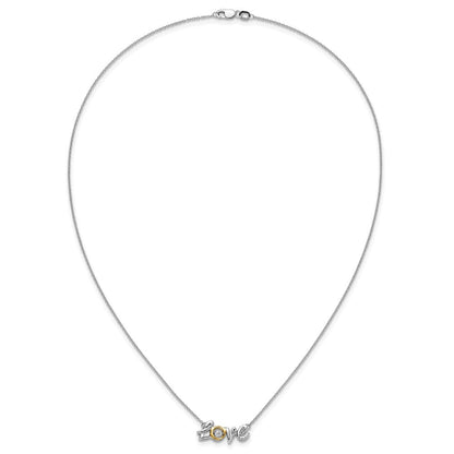 14K Bicolor Gold Liebe Moving Echt Diamant 18 Zoll Halskette