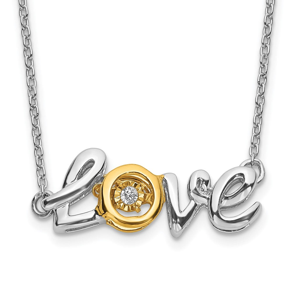 14K Bicolor Gold Liebe Moving Echt Diamant 18 Zoll Halskette
