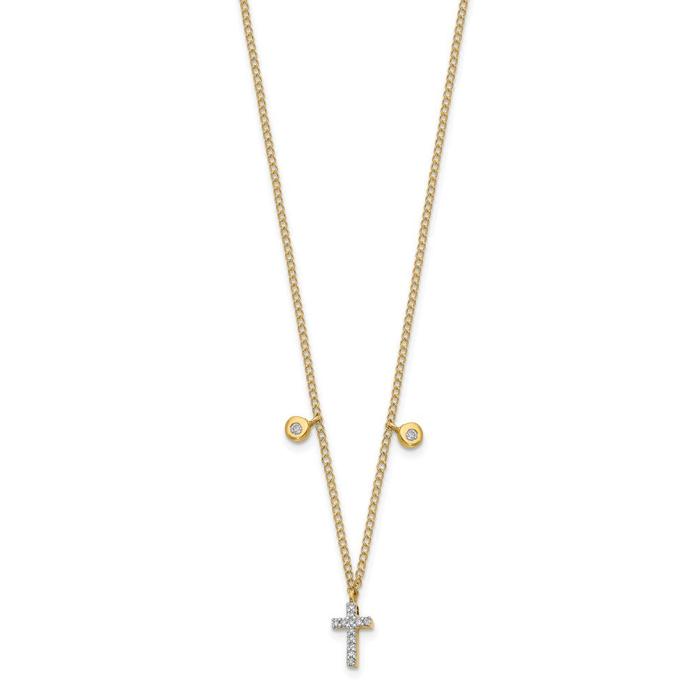 10K Gelbgold Diamant Kreuz 18 Zoll Halskette